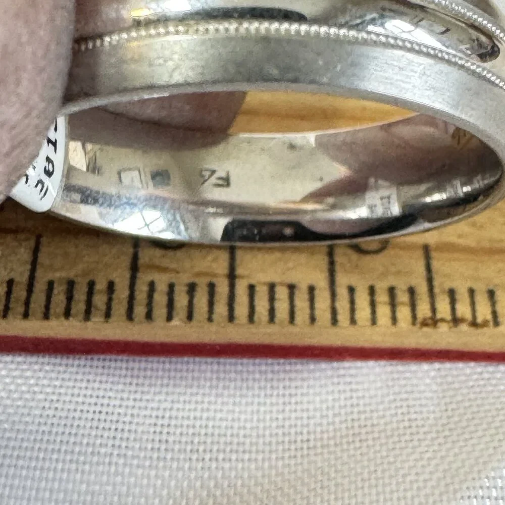 Men's White Alloy Wedding Band Satin Finish 8mm Wide Ring Size 10